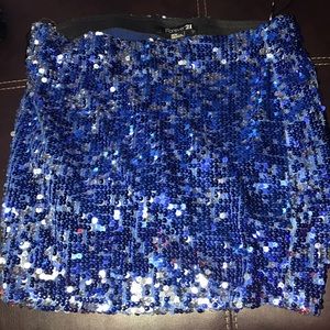 Blue and silver sequence skirt